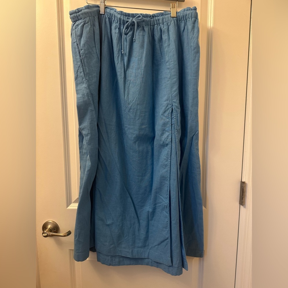 Abercrombie & Fitch Blue Linen Skirt with Slit